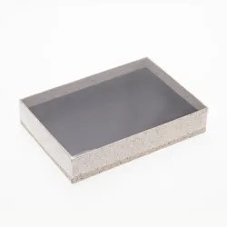 12 Choc Board Box & Clear Lid; Cocoa Shell Paper